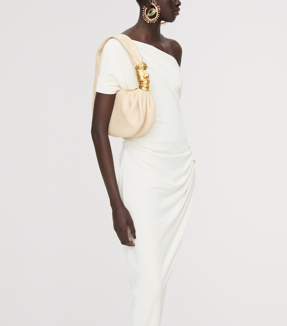 Schiaparelli Womens Asymmetric Piercings Mini Dress Ecru Image 4