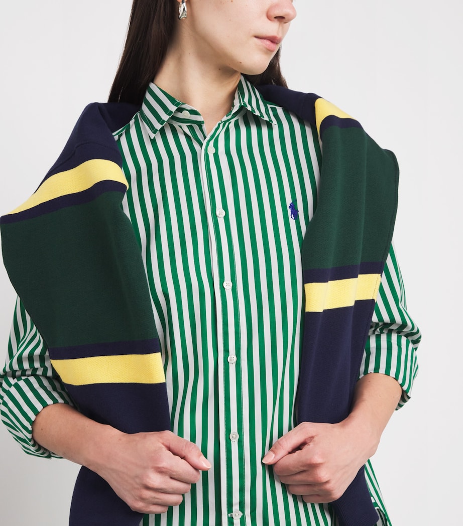 Cotton Oxford Stripe Shirt 1323D GREEN GRSS/WHT Image 6