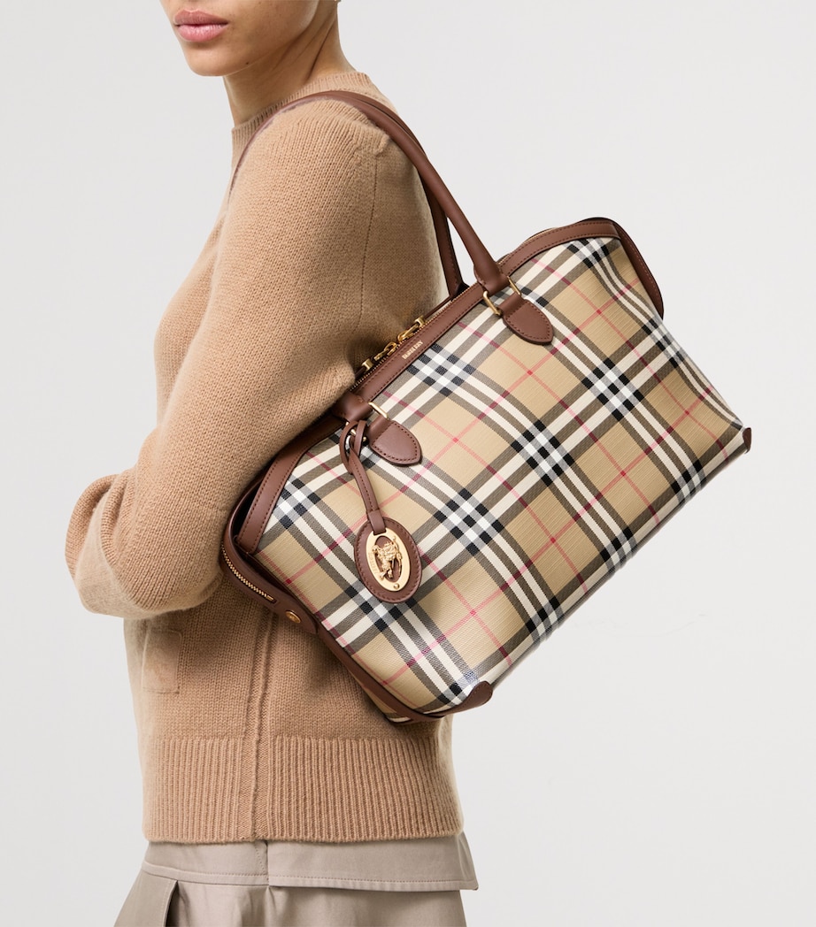 Burberry Small Check Zipped Tote Bag Archive Beige Image 2