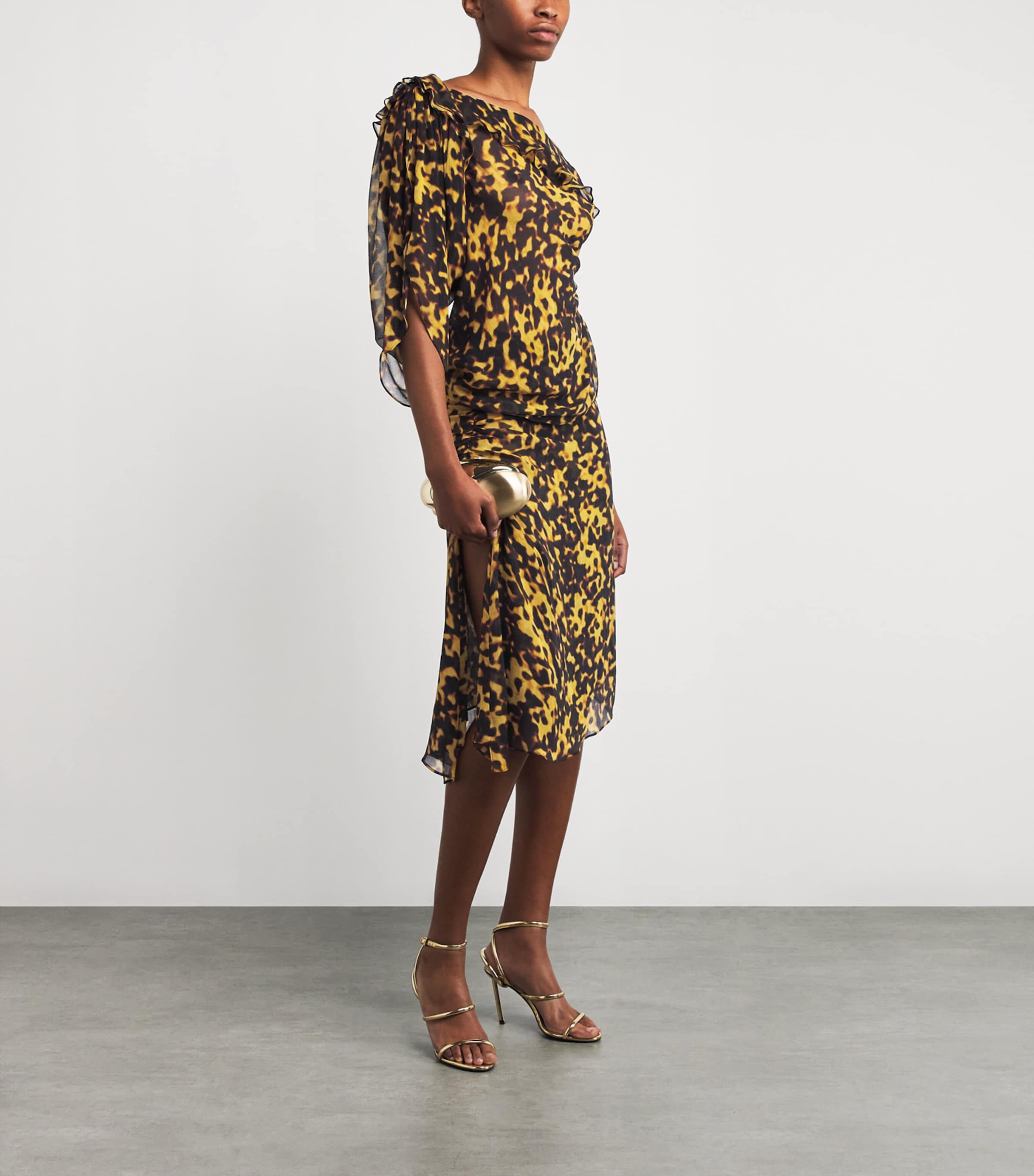 Silk Sheer Draped Blouse TORTOISESHELL Image 2