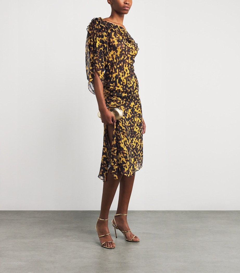 Silk Sheer Draped Blouse TORTOISESHELL Image 2