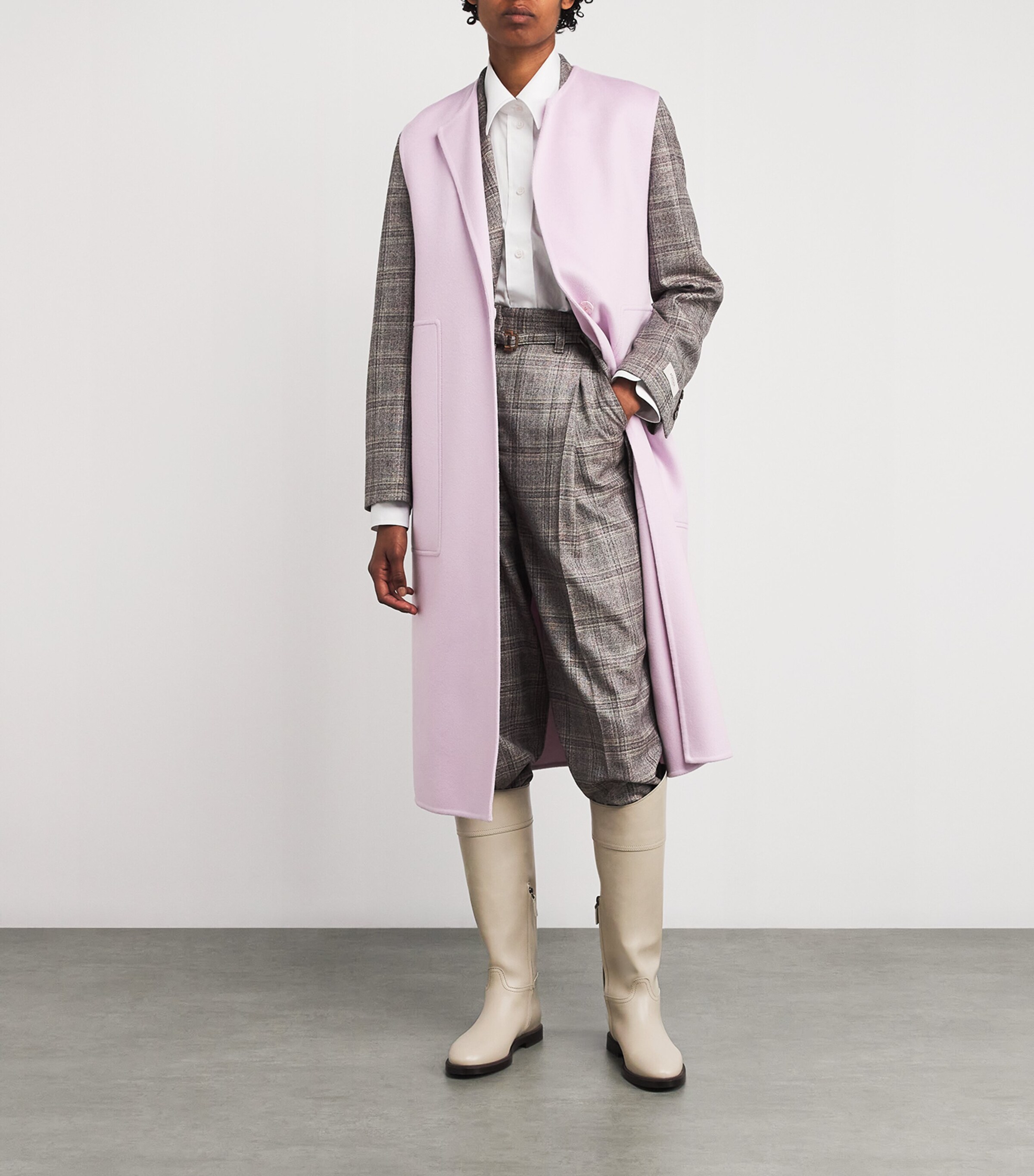 Agnona Womens Cashmere Sleeveless Coat Pink Lilium Image 2