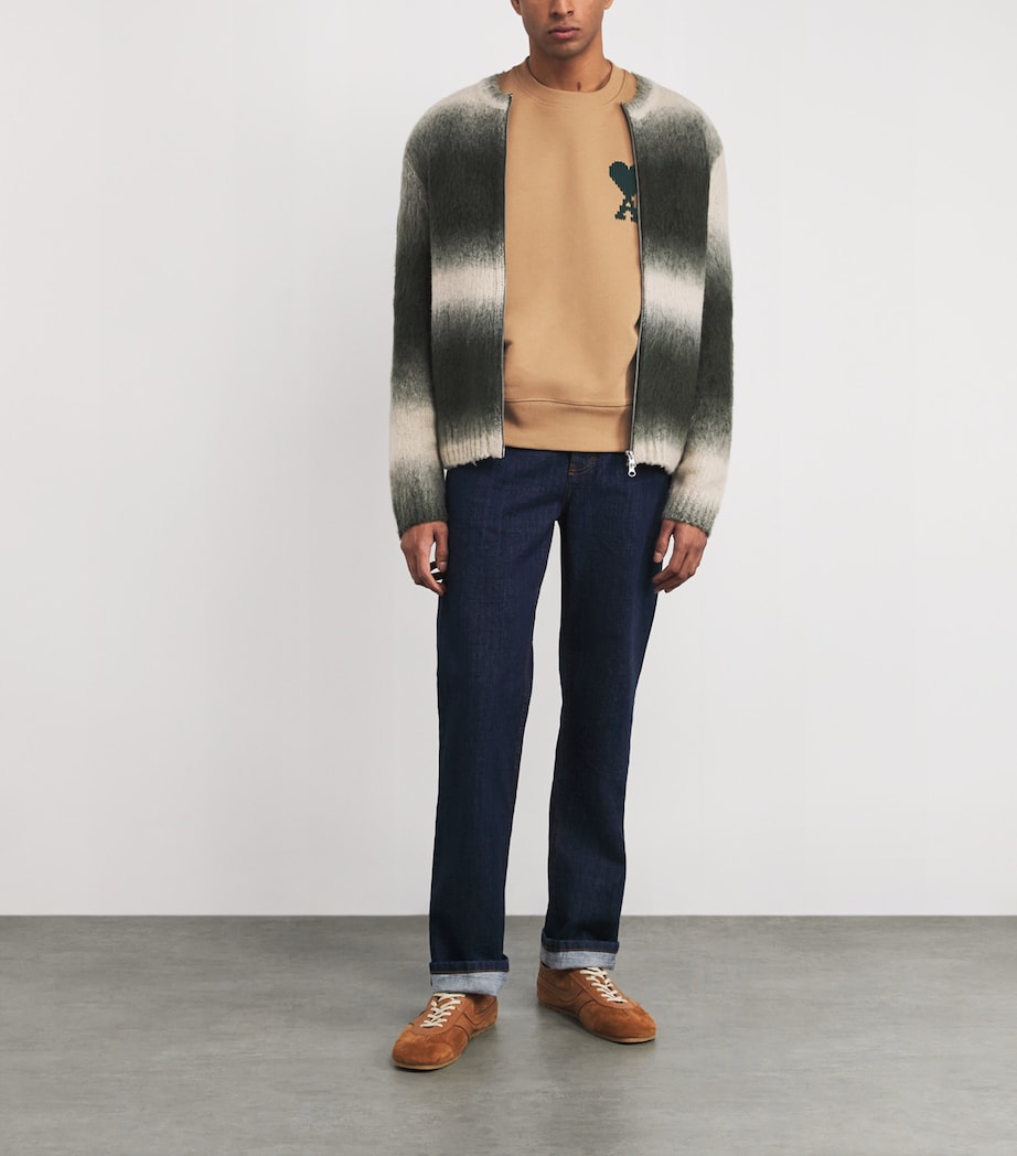 Cotton Logo Sweatshirt A047 CAMEL/EVERGREEN Image 2