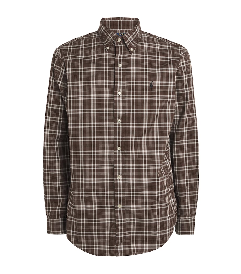 Polo Ralph Lauren Mens Cotton Flannel Check Custom Fit Shirt Natural Image 1