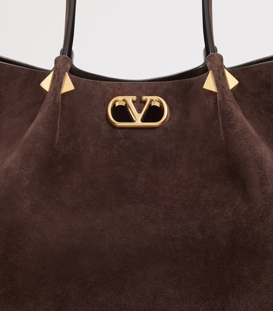Valentino Garavani Large Suede VLogo Signature Tote Bag Image 6