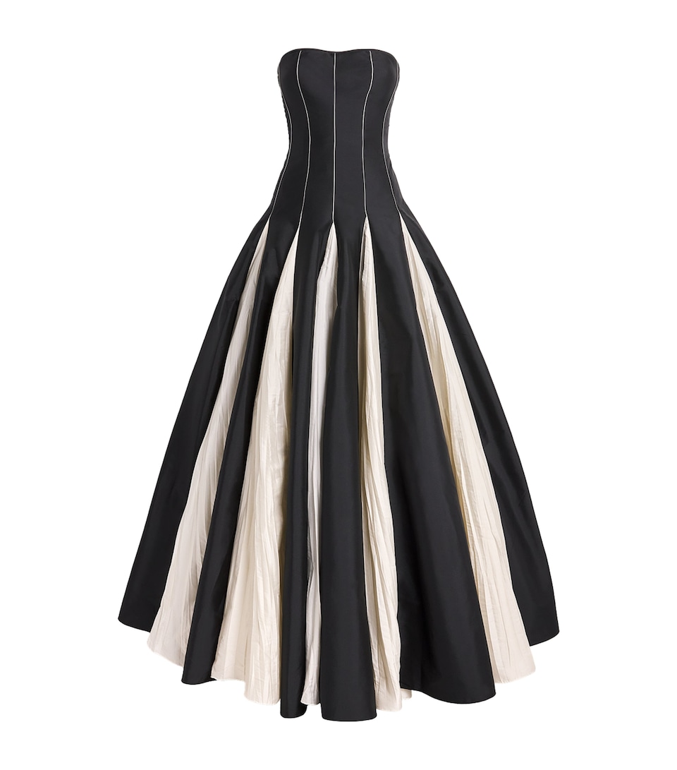 Marmar Halim Taffeta Contrast Panelled Gown Black