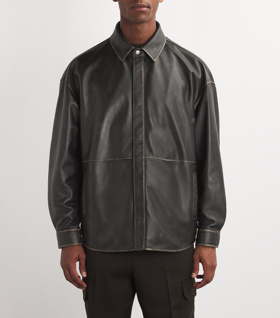 Leather Overshirt BLACK WASHED Image 3