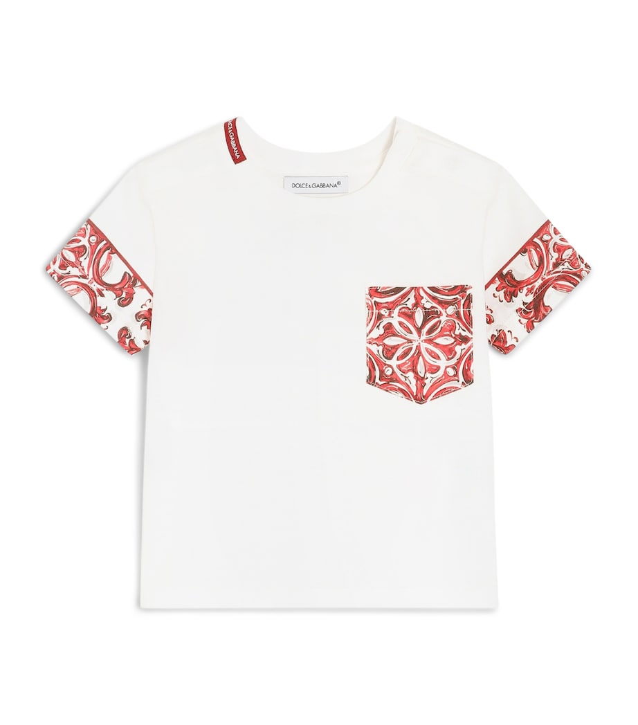 Dolce&Gabbana Kids Cotton Majolica Print T-Shirt (3-30 Months) White Image 1