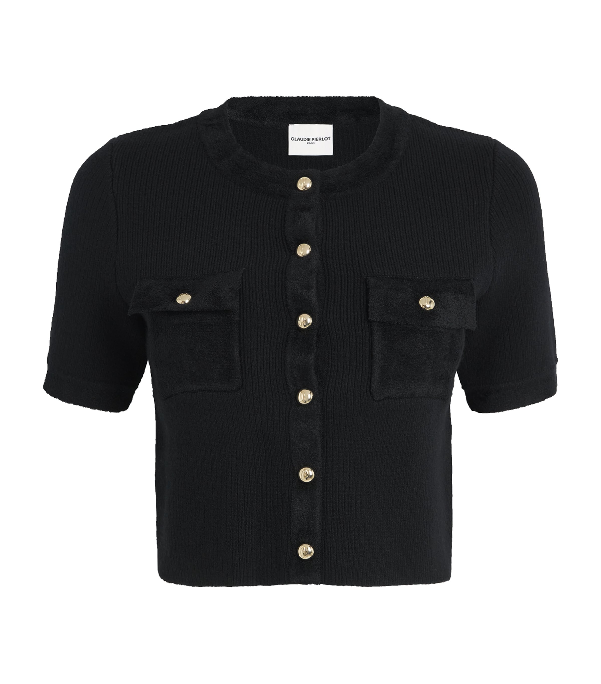 Claudie Pierlot Knitted Short-sleeve Top In Black