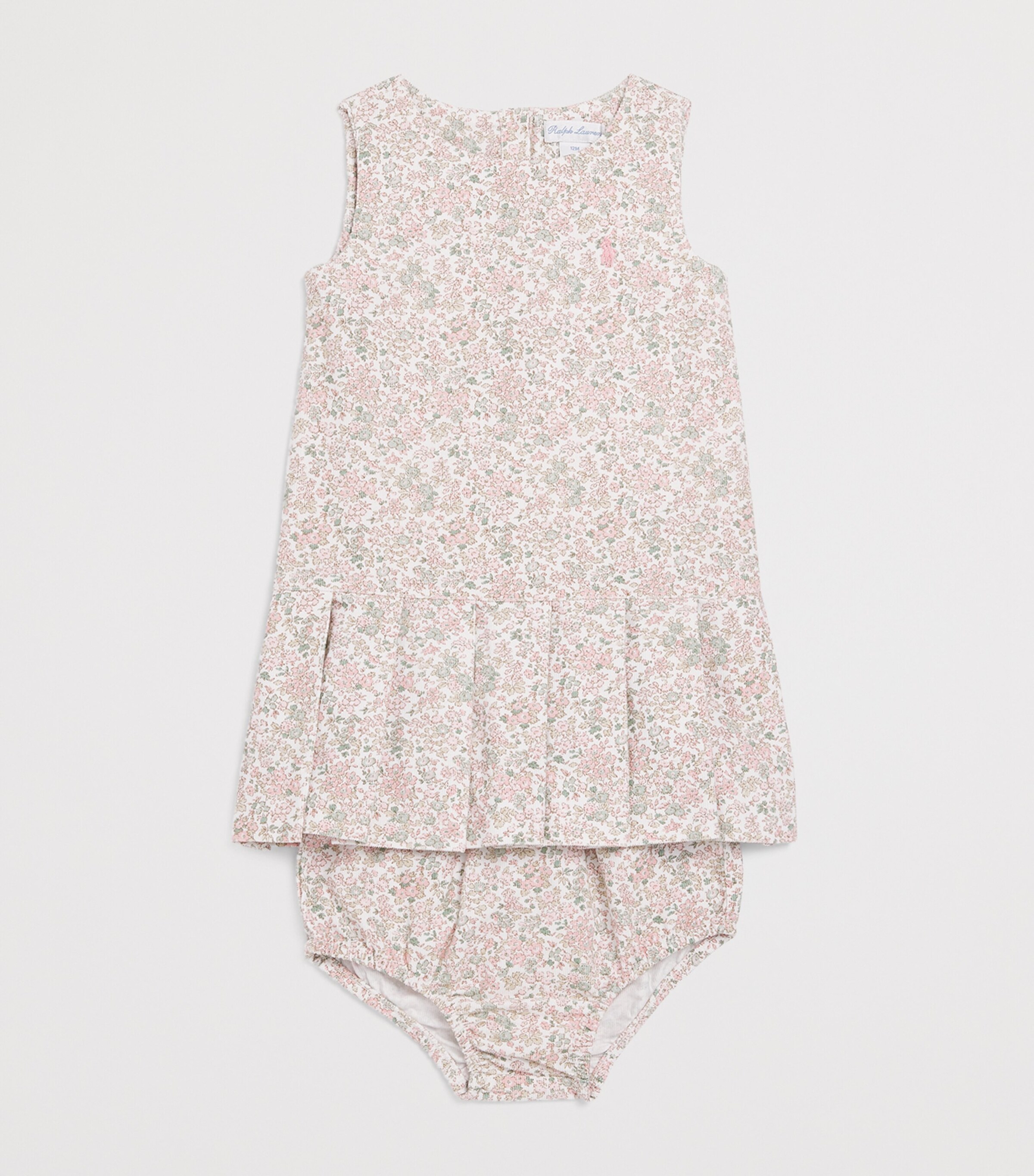 Ralph Lauren Kids Corduroy Floral Print Dress and Bloomers Set (3-12 Months) Carolan Nevis Pink Image 3