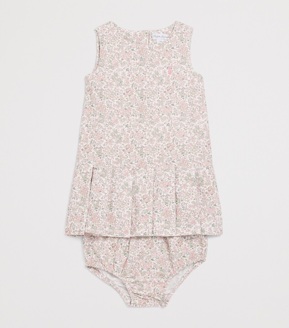 Ralph Lauren Kids Corduroy Floral Print Dress and Bloomers Set (3-12 Months) Carolan Nevis Pink Image 3