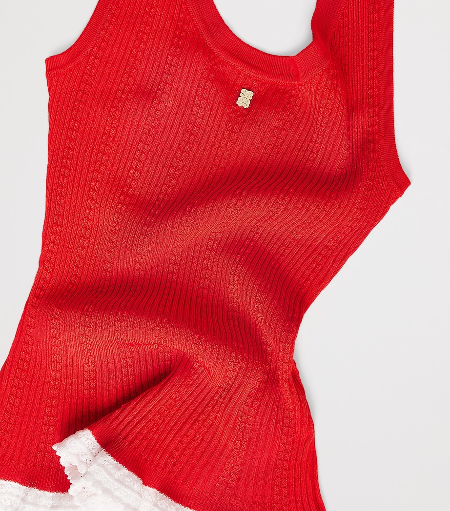 Sandro Paris Womens Knitted Lace-Trim Tank Top Red Image 6