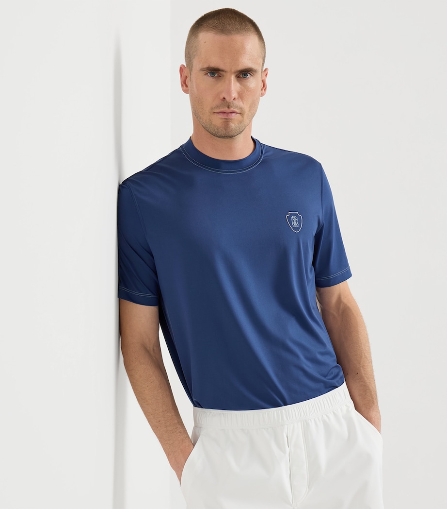 Brunello Cucinelli Mens Comfort Nylon Logo T-Shirt Blue Image 4