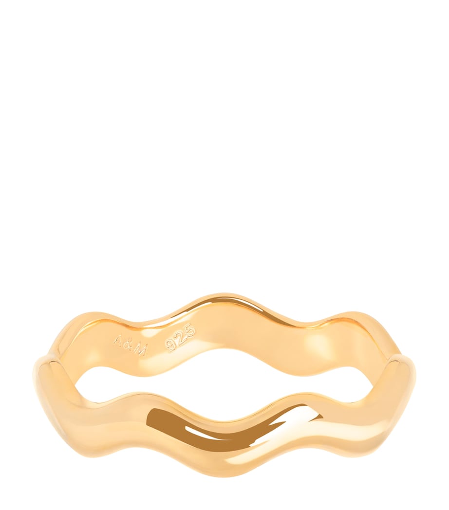 Astrid & Miyu Gold-Plated Vermeil Ripple Ring Gold Image 1