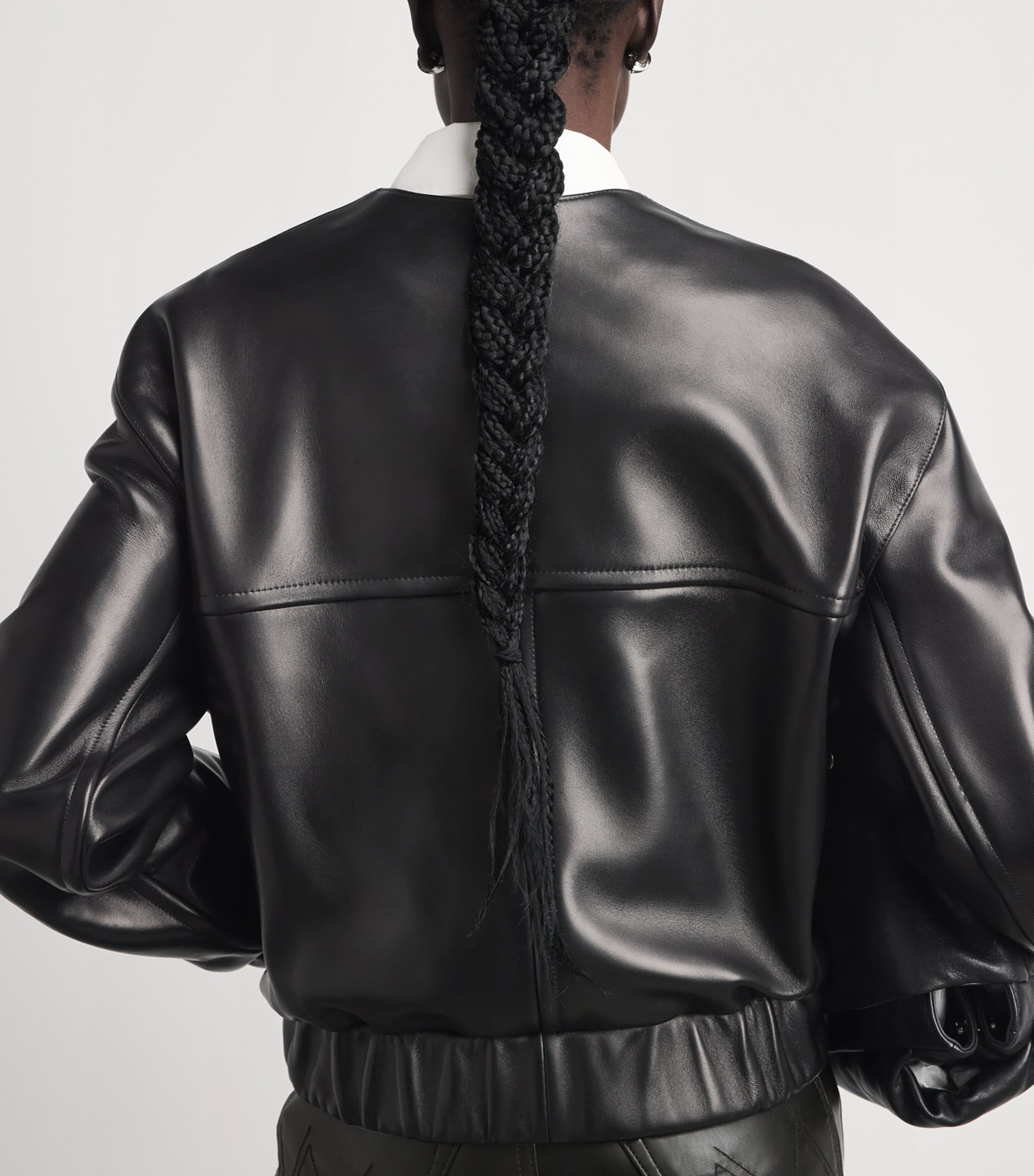 Khaite Womens Leather Cordan Jacket Black Image 3