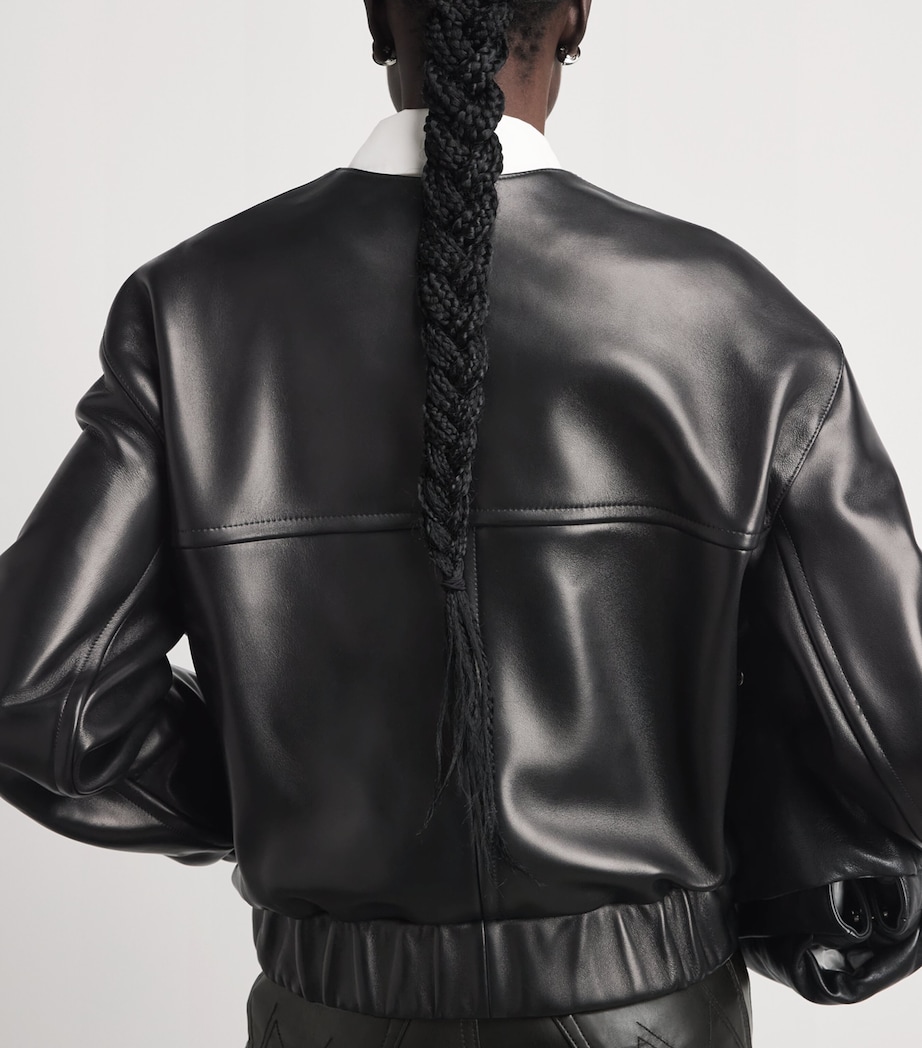 Khaite Womens Leather Cordan Jacket Black Image 3
