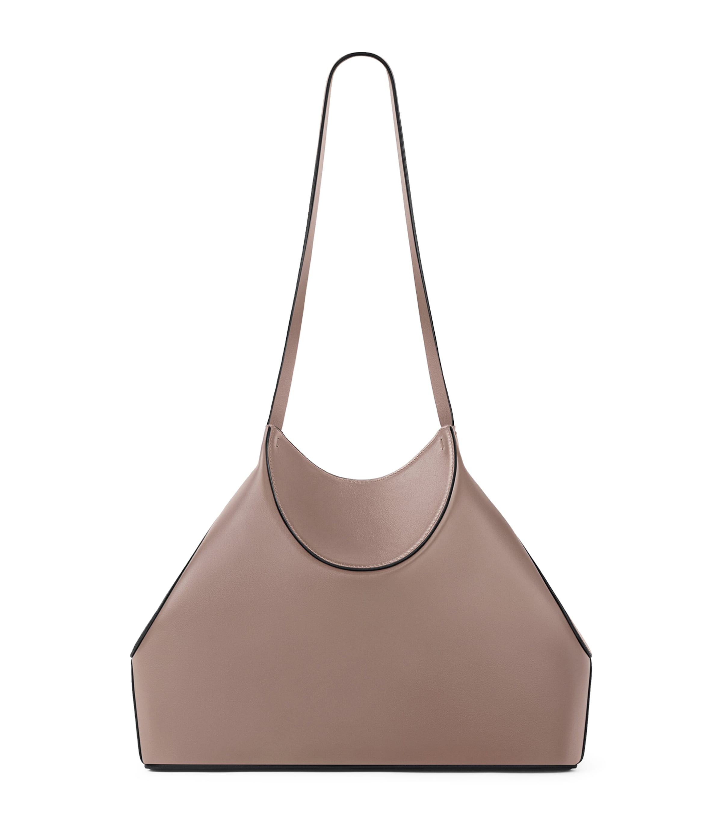 Small Leather Facet Shoulder Bag TAUPE Image 1