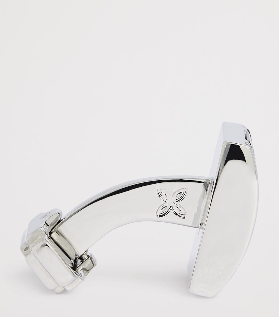 White Bronze-Plated Square Onyx Cufflinks BLACK Image 4