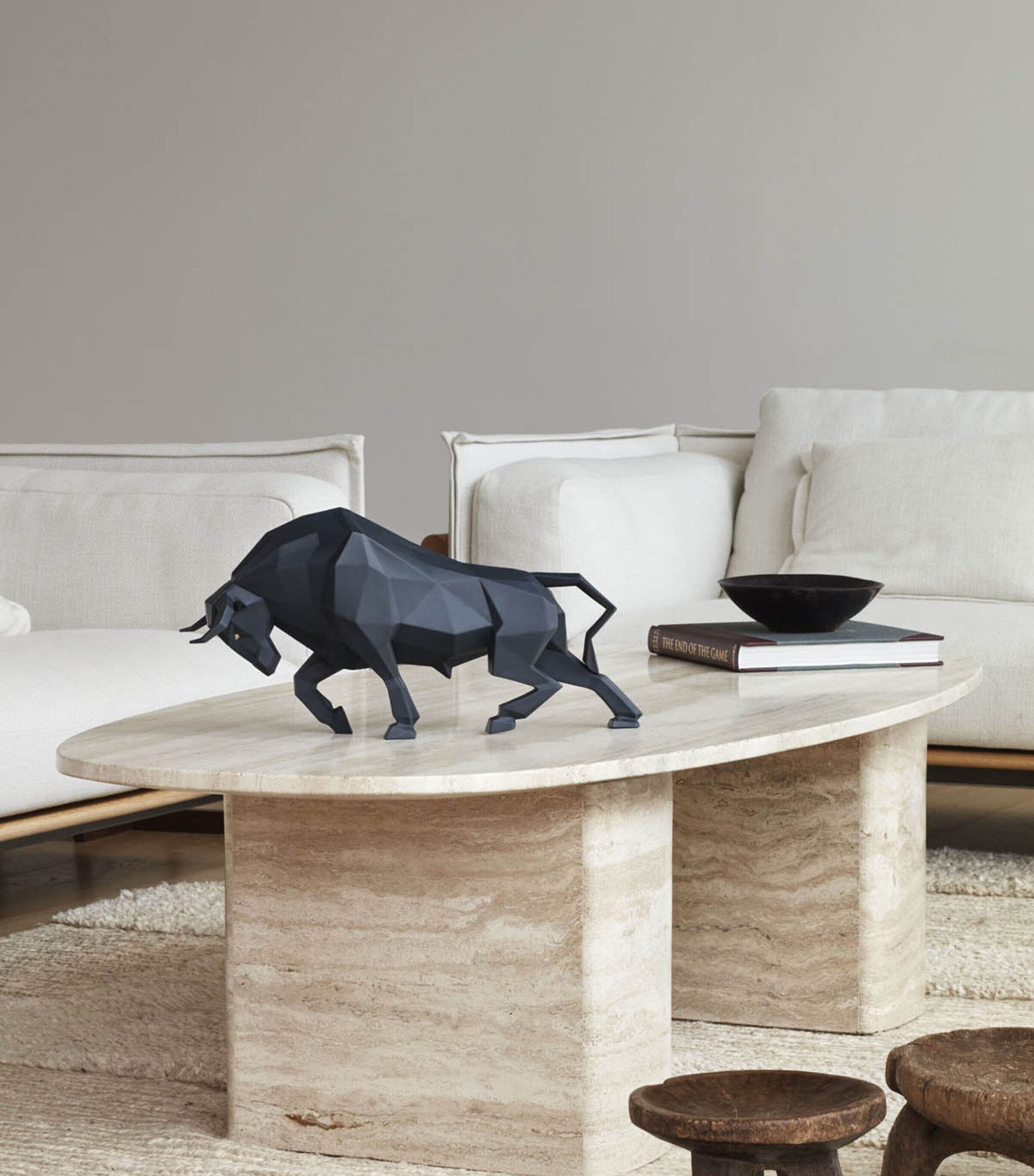 Lladró Porcelain Bull Sculpture Black Image 3