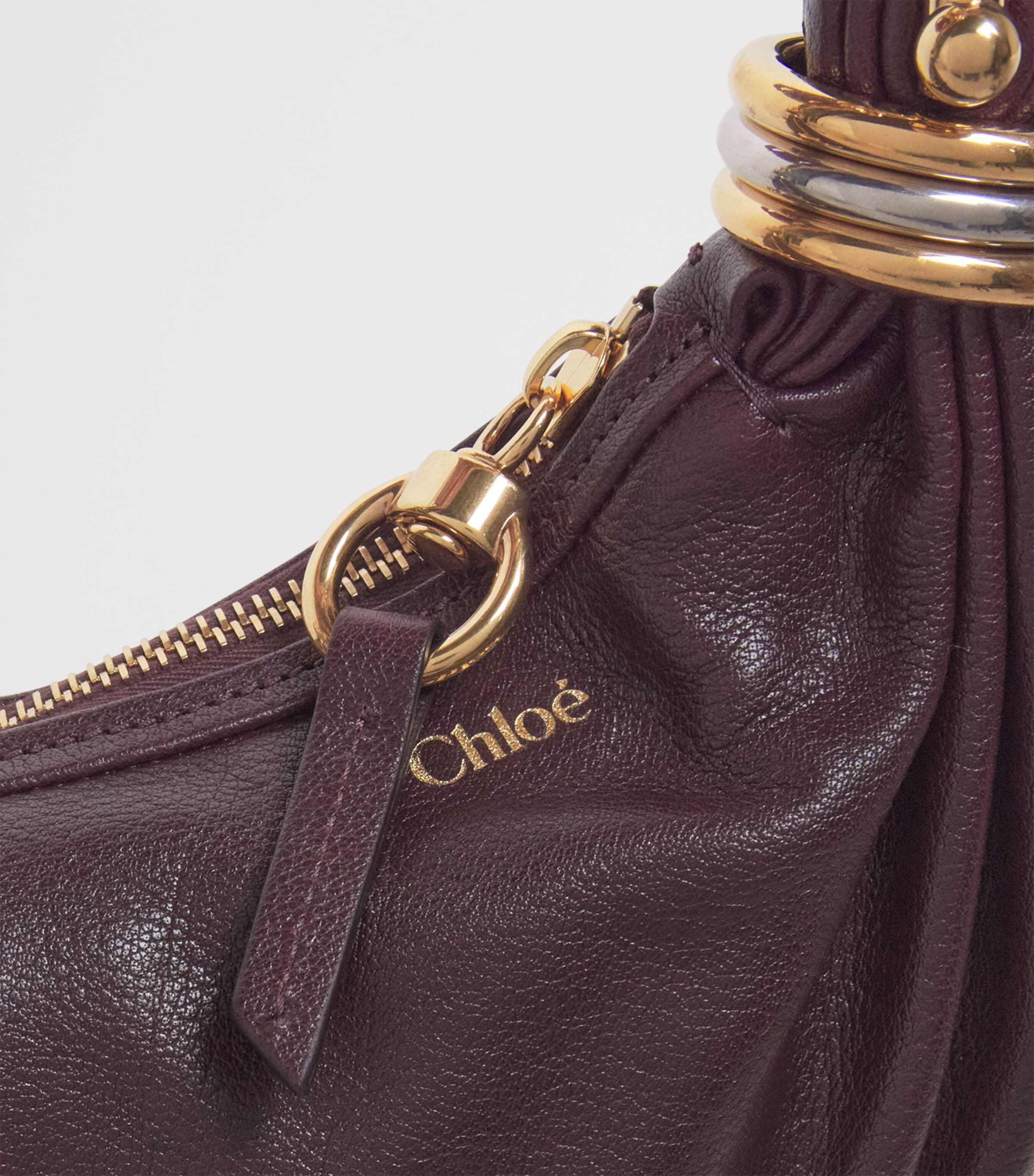 Mini Leather Banana Top-Handle Bag GRENAT Image 4