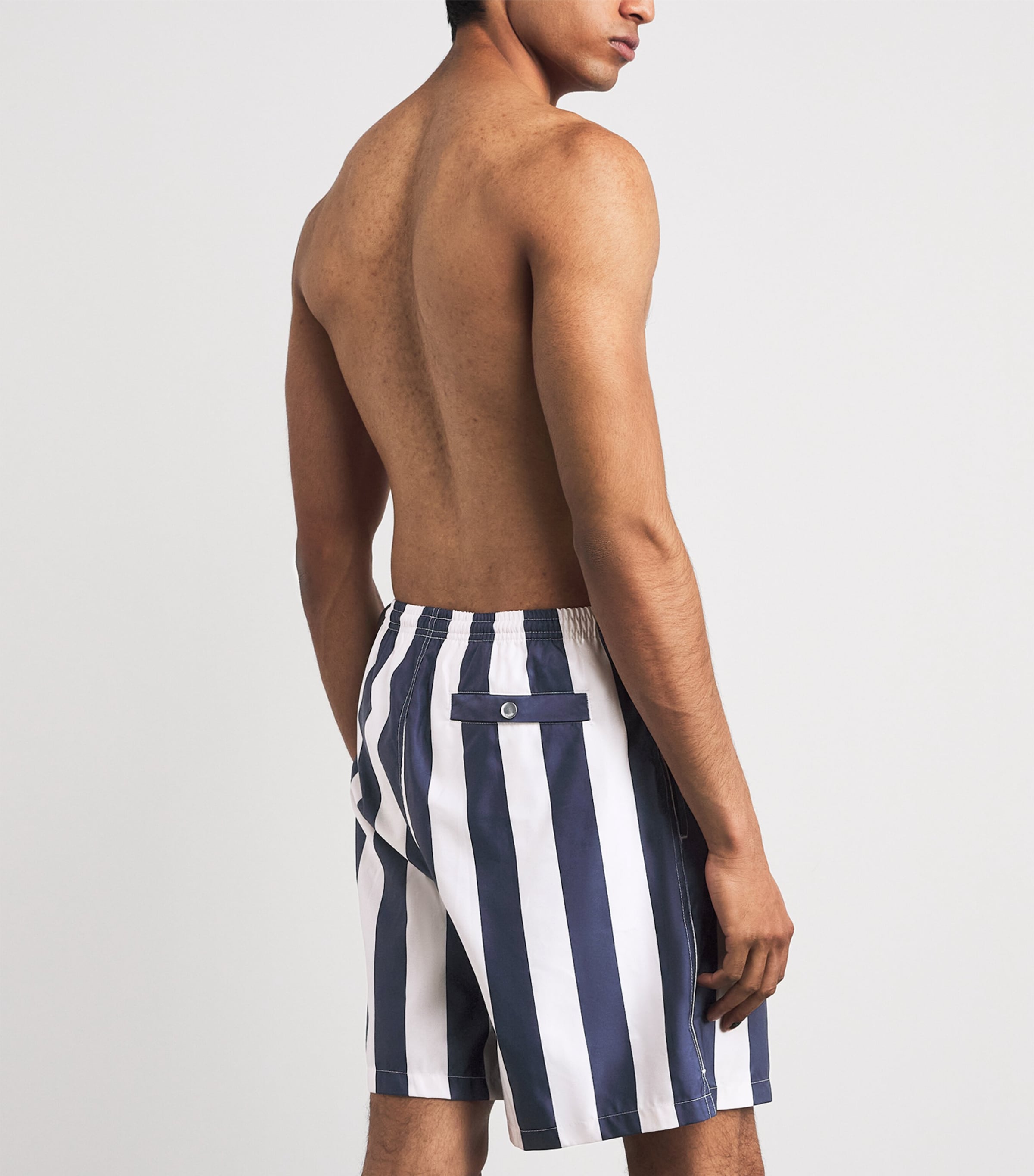 AMI Paris Mens Logo Stripe Swim Shorts Blnc Crme/encre Image 3