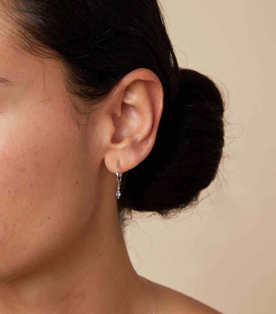 Astrid & Miyu White Gold and Alexandrite Twist Hoop Earrings White Gold Image 2