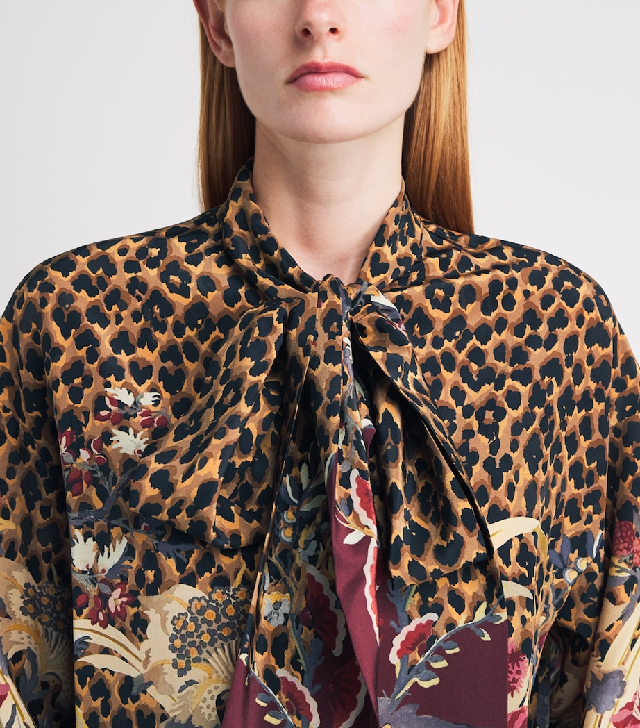 Etro Womens Silk Animal Paisley-Detail Shirt Burgundy Image 3