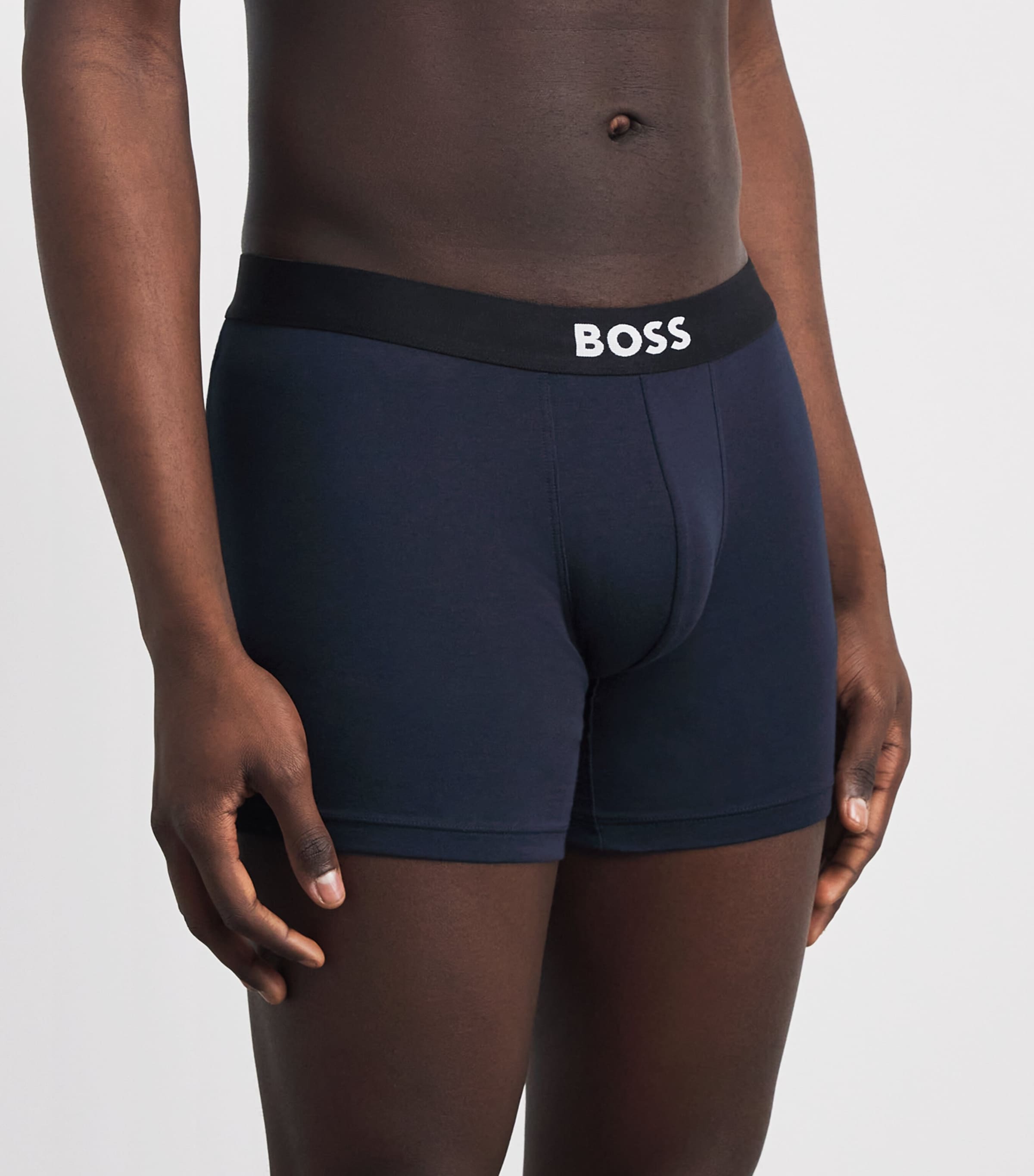 BOSS Mens Cotton-Stretch Boxer Briefs (Pack of 3) Open Image 2