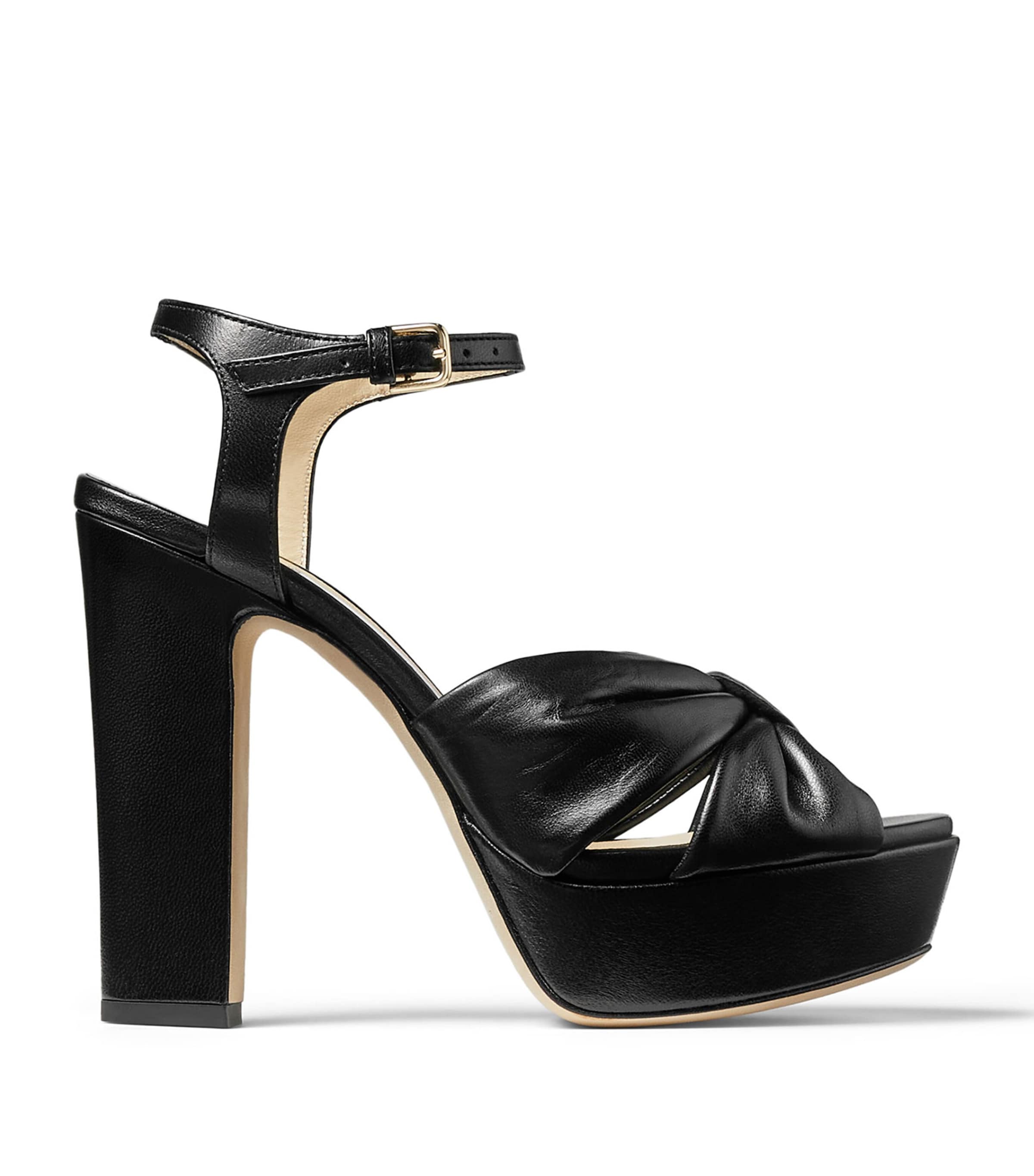 Jimmy Choo Heloise 120 Leather Sandals In Black