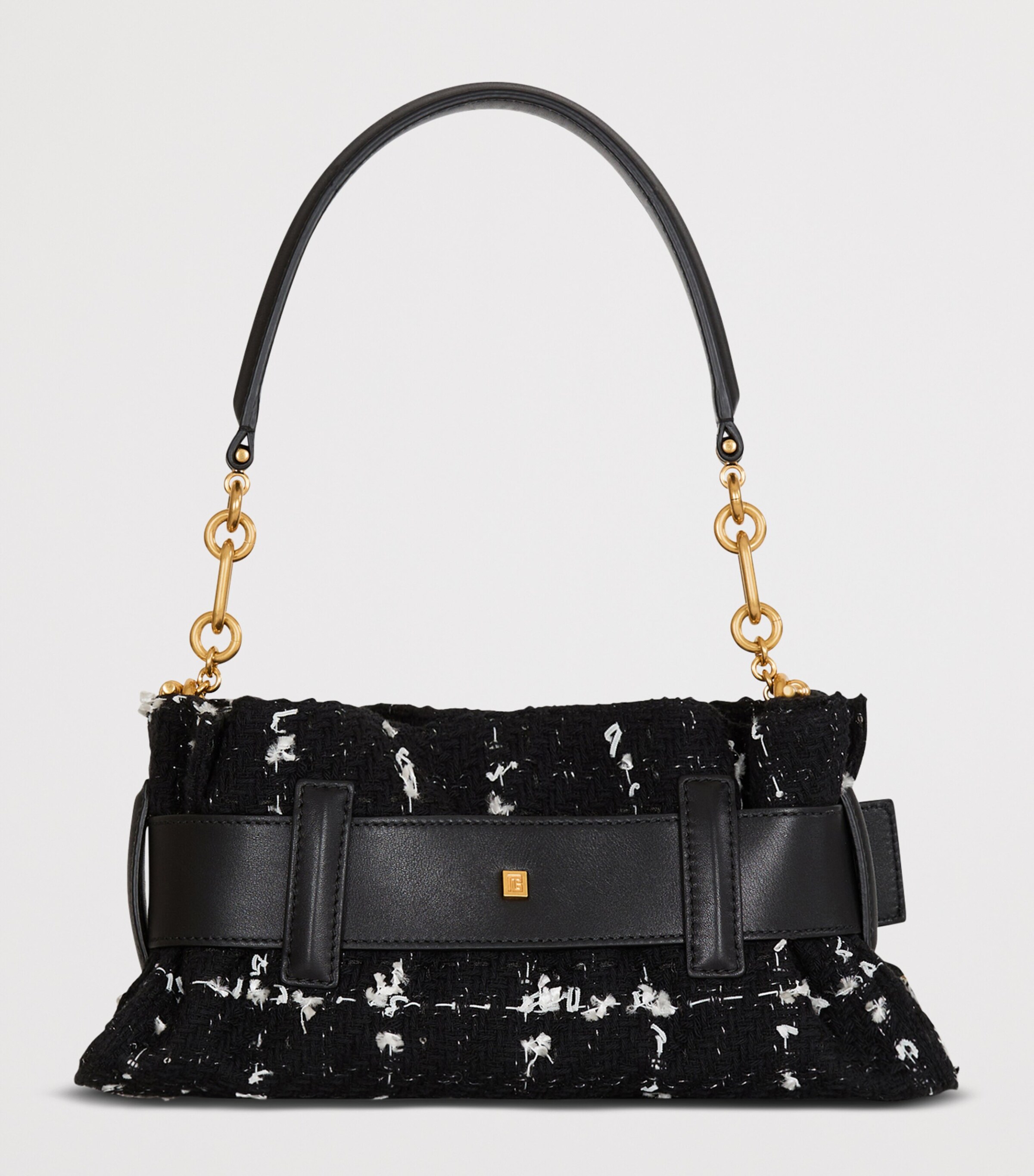 Balmain Mini Tweed Anthem Shoulder Bag Eab Noir/blanc Image 7