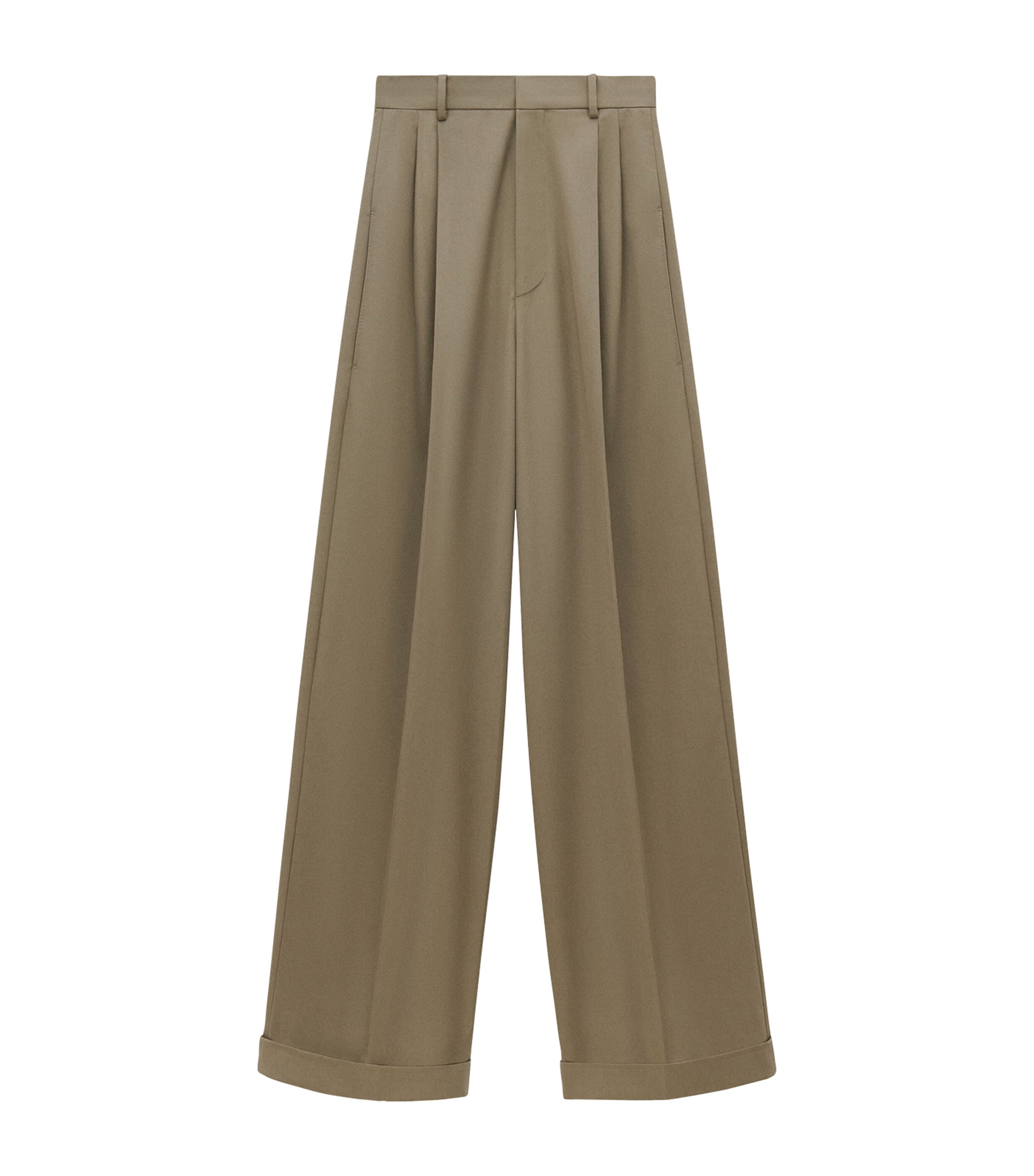 Loewe Cotton-silk Gabardine Pleated Trousers In Green