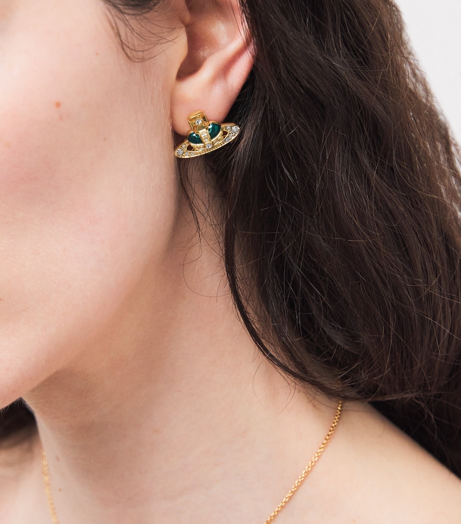 Diamante Heart Stud Earrings GOLD/QUARTZ CRYSTAL Image 2