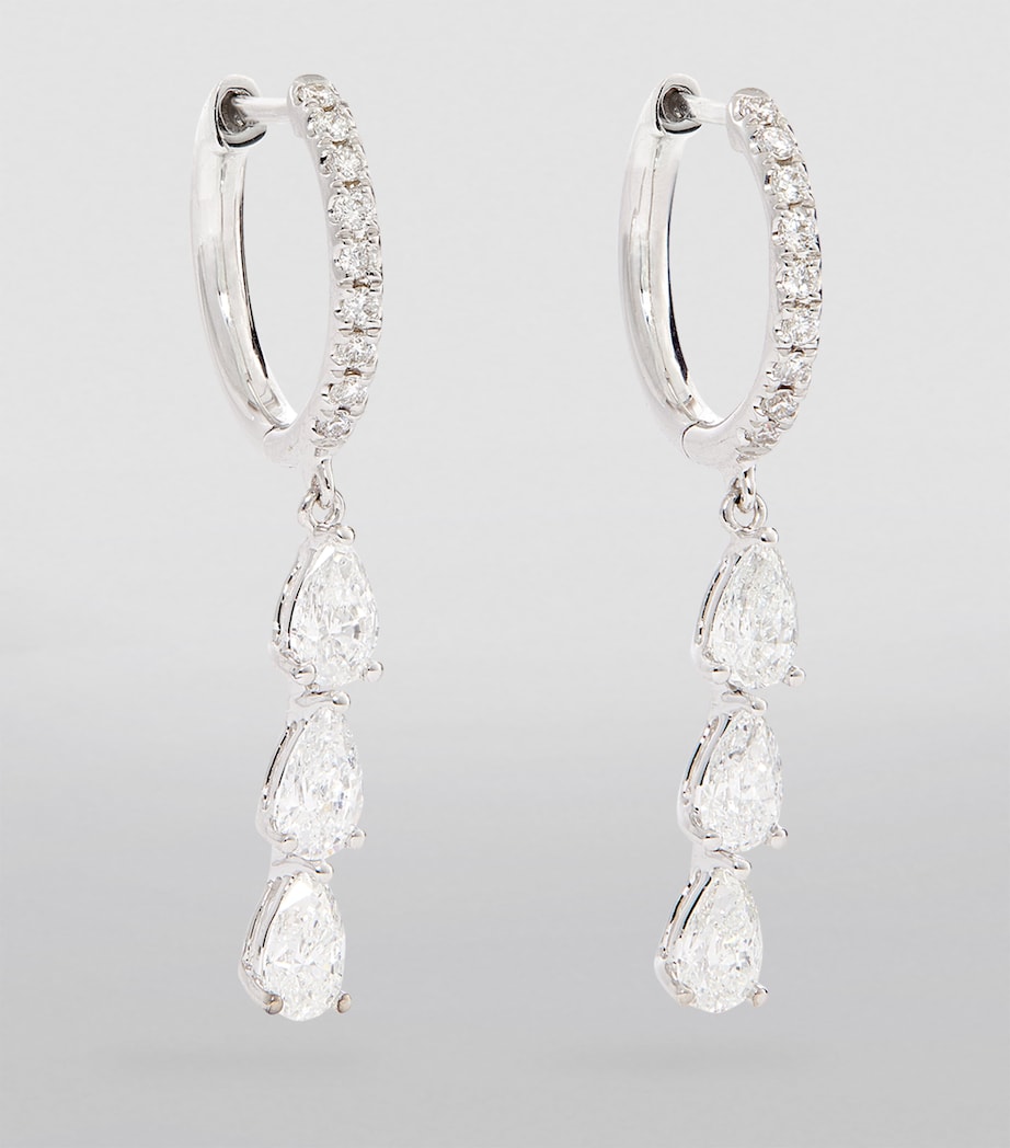 White Gold and Diamond Huggie Hoop Three-Drop Earrings WHITE GOLD Image 1