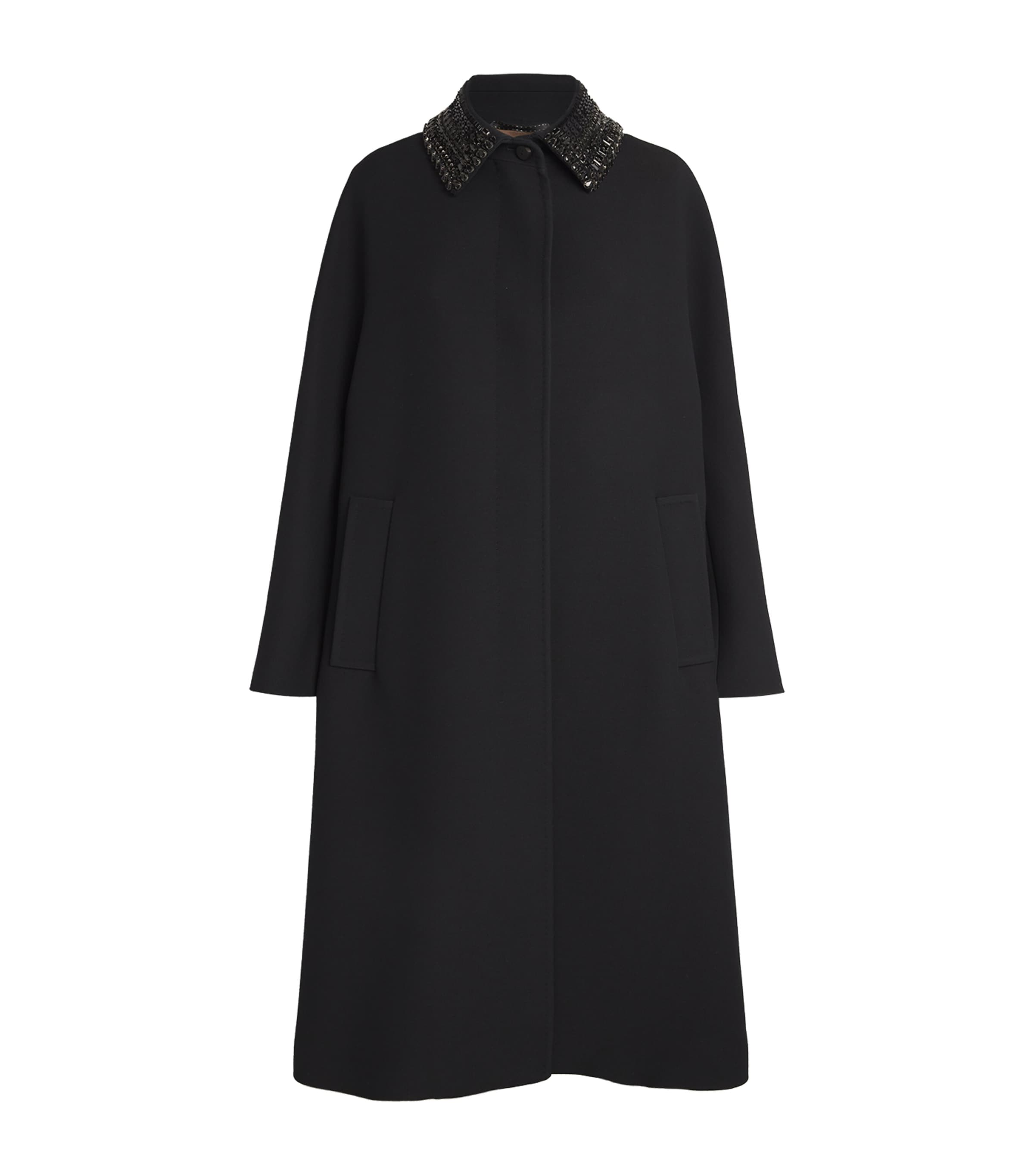 MAX MARA WOOL-SILK EMBELLISHED COAT