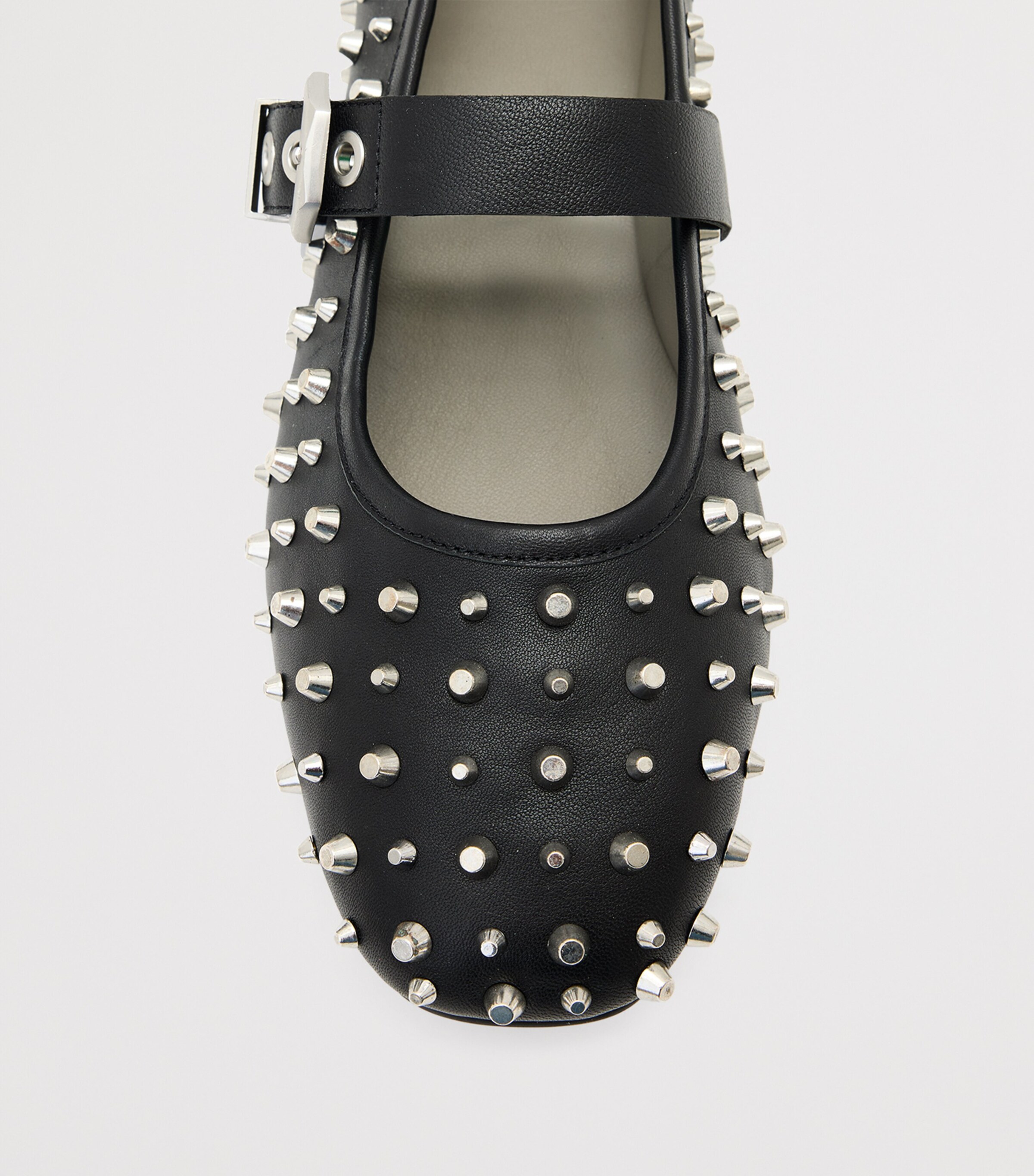 AllSaints Leather Holly Stud Ballet Flats Black Image 5