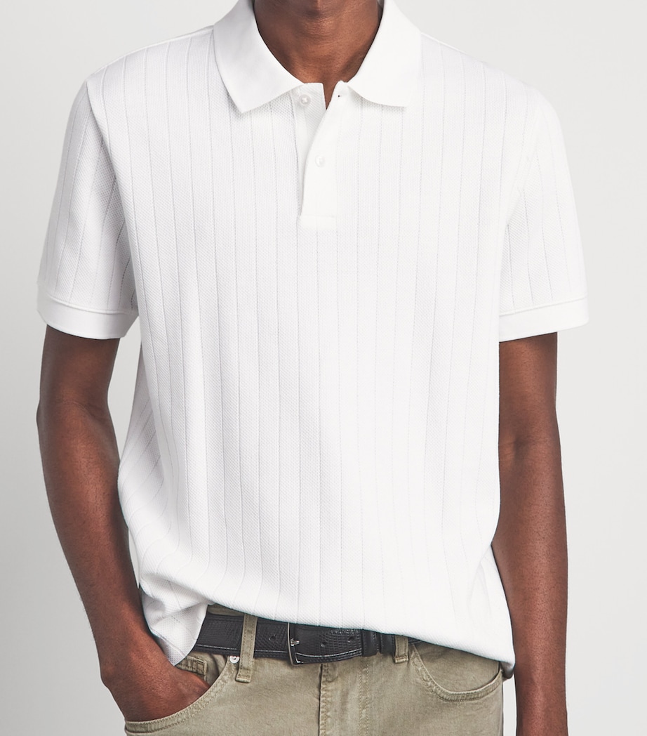 Vince Mens Pima Cotton Knit Polo Shirt Optic White Image 3