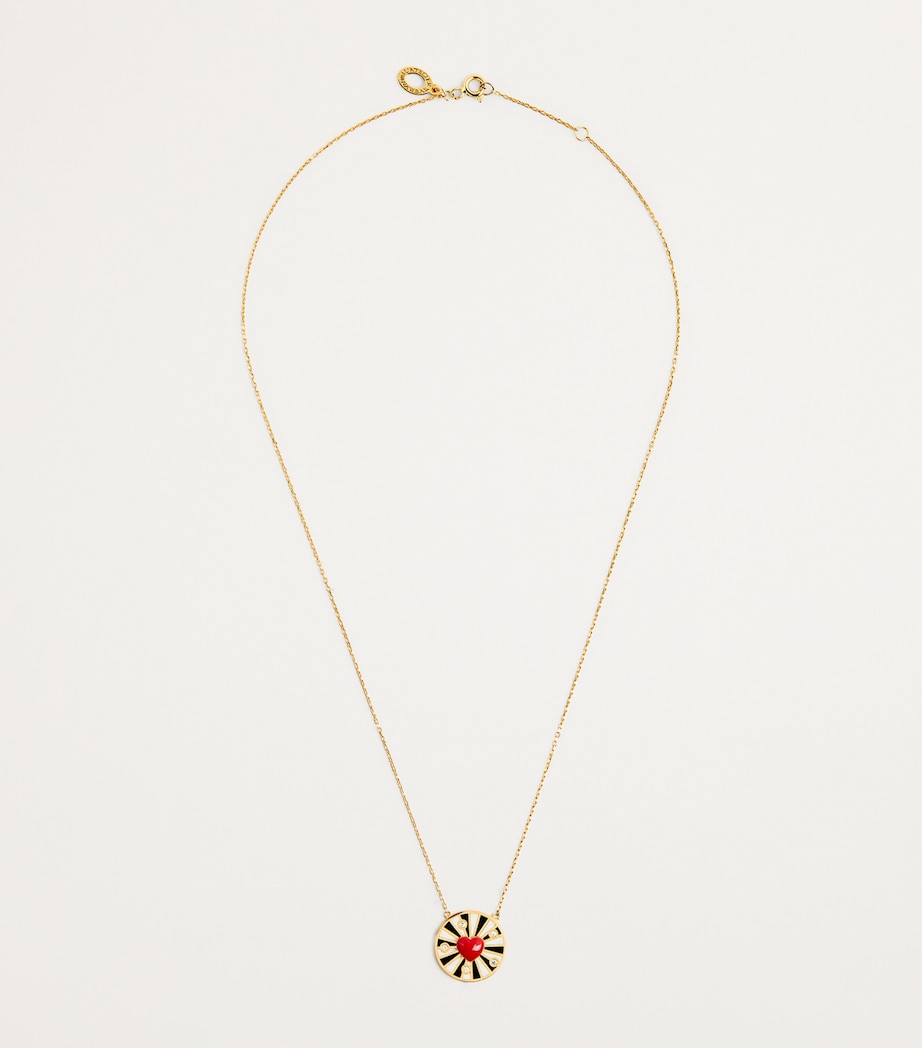 Yellow Gold, Diamond and Enamel Spiral Heart Necklace YELLOW GOLD Image 3