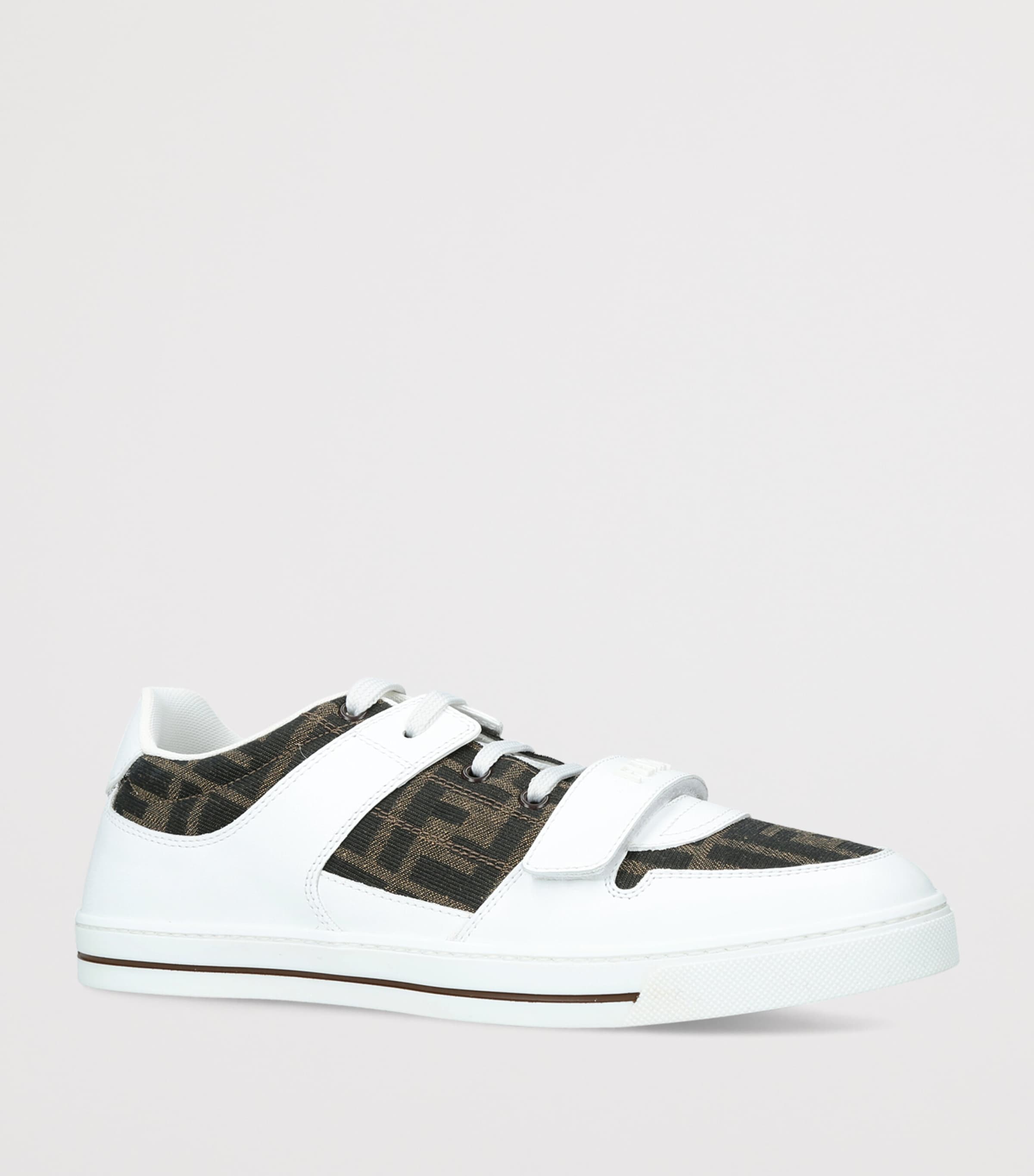 Fendi Kids Leather Logo Sneakers White/comb Image 3