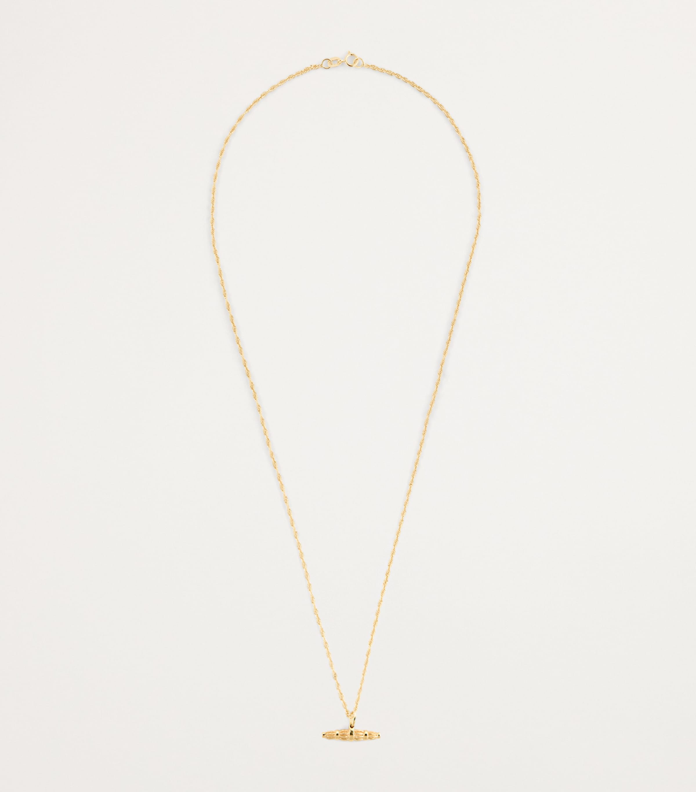 Recycled Yellow Gold Willow Bar Pendant Necklace GOLD (375) Image 3