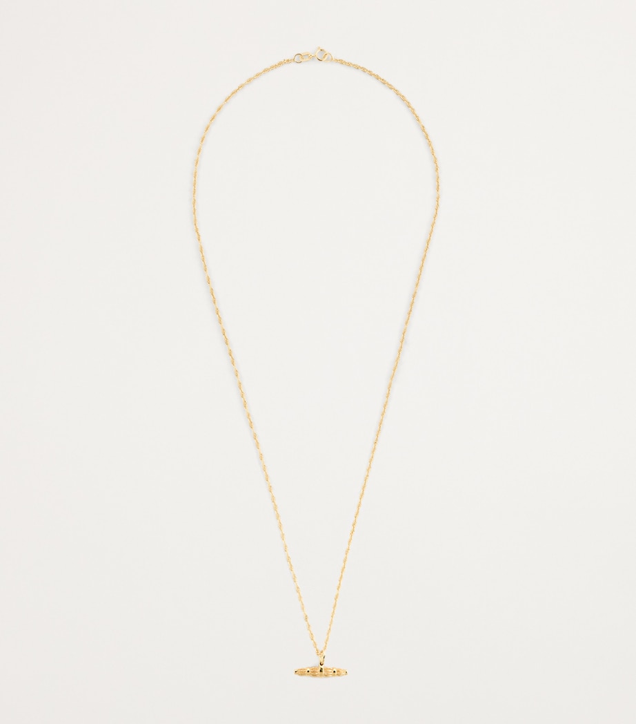 Recycled Yellow Gold Willow Bar Pendant Necklace GOLD (375) Image 3