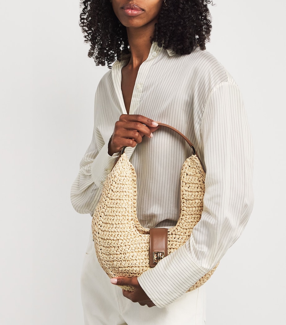 Raffia Monogram Lou Shoulder Bag TAN Image 2