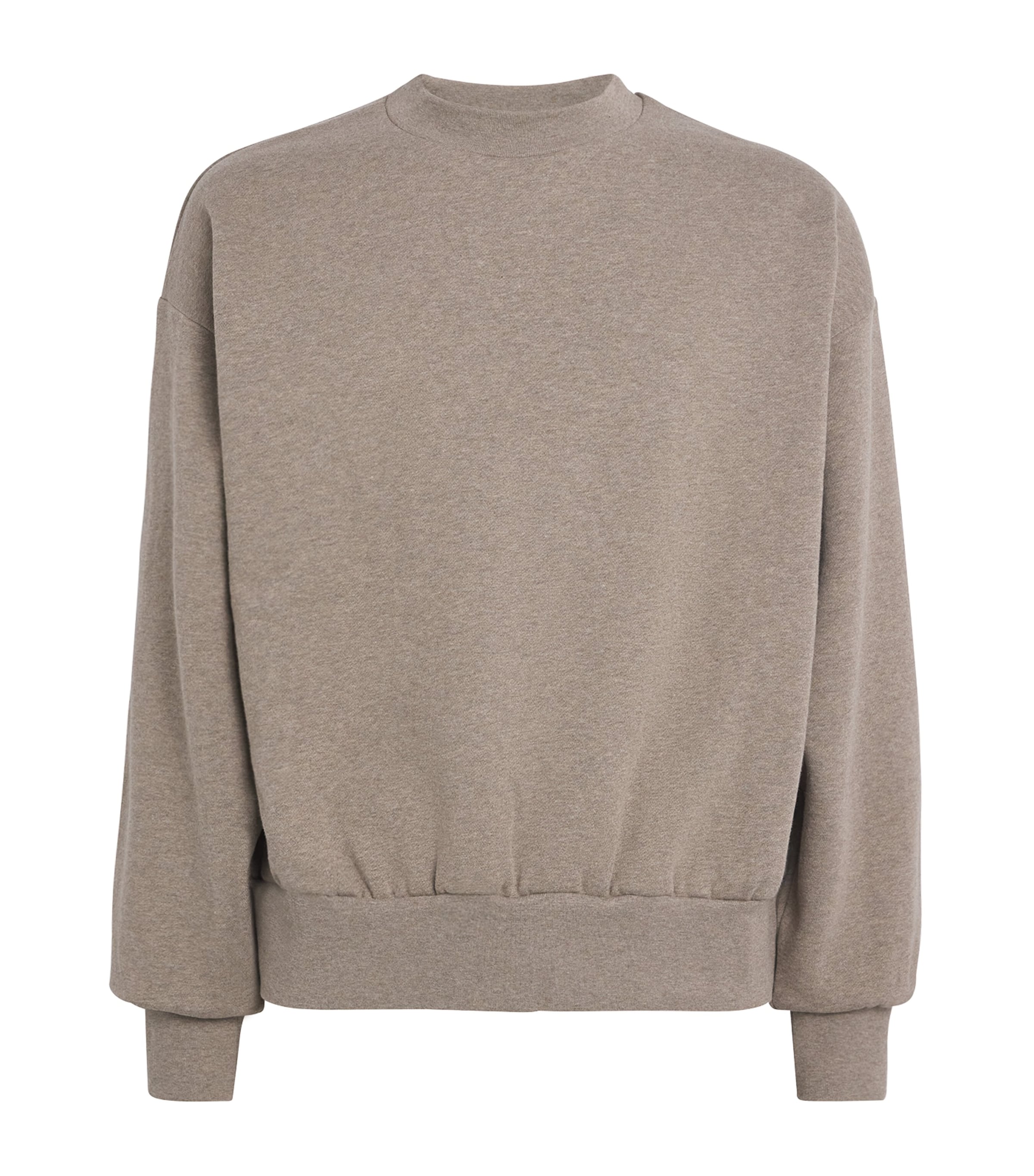Essentials Grey Fleece Cotton Sweatshirt With Logo In Gray