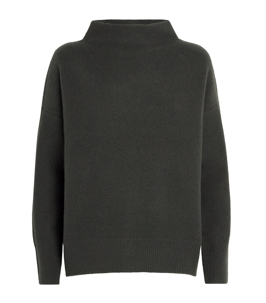 Vince Womens Cashmere Funnel-Neck Sweater Dark Moss Image 1
