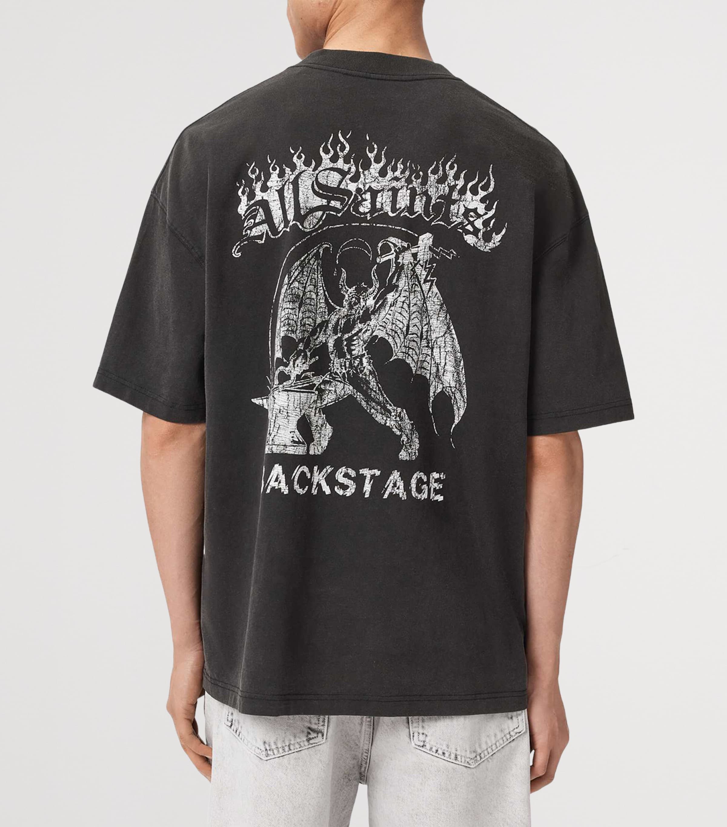 AllSaints Mens Organic Cotton Repeat T-Shirt Washed Black Image 4