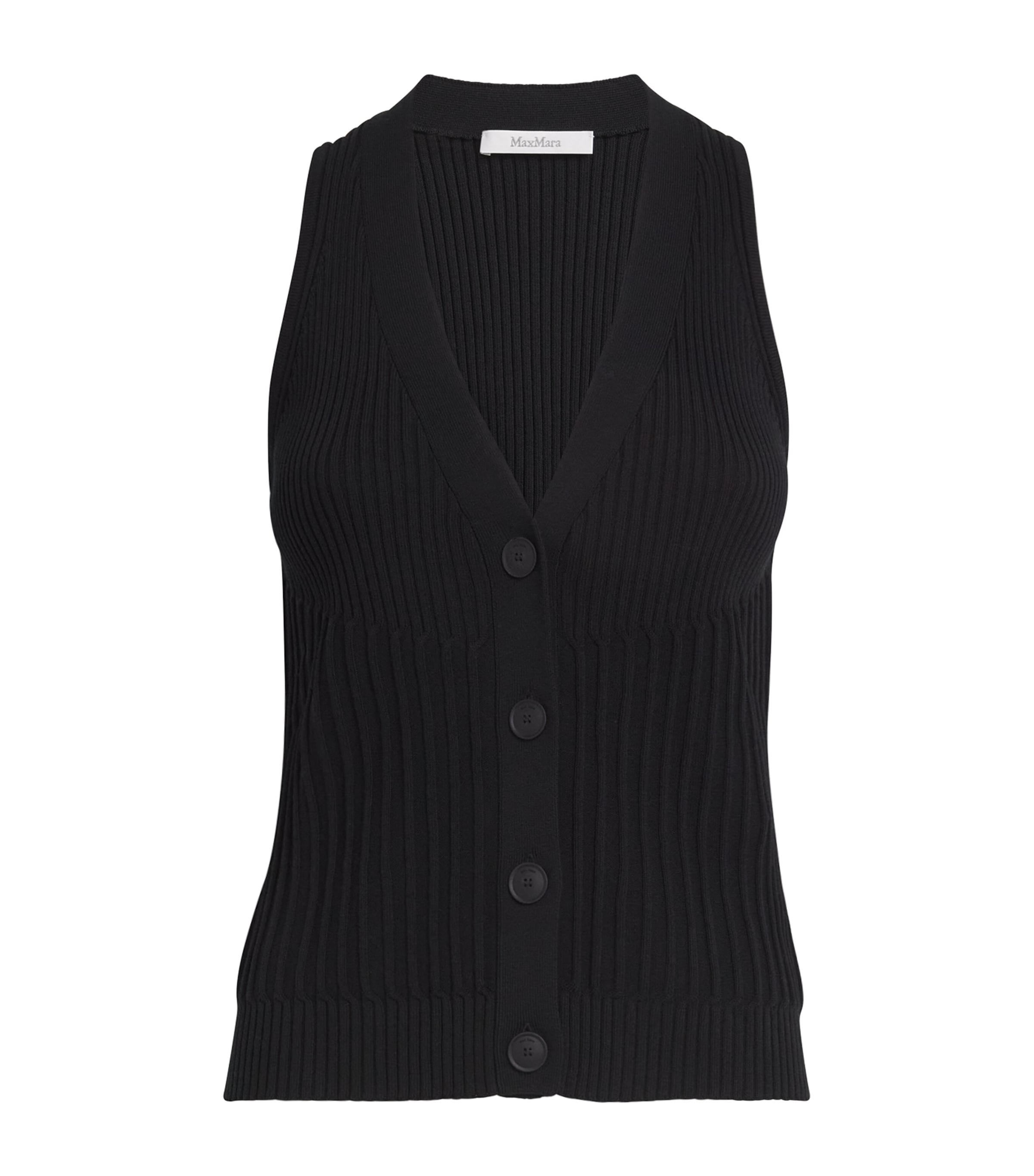 Max Mara Sleeveless Cardigan With Buttons In Black