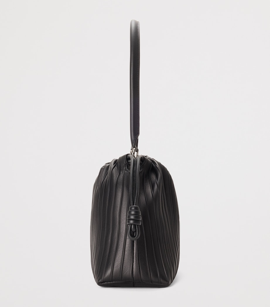 LOEWE Medium Pleated Leather Flamenco Bag Black Image 5