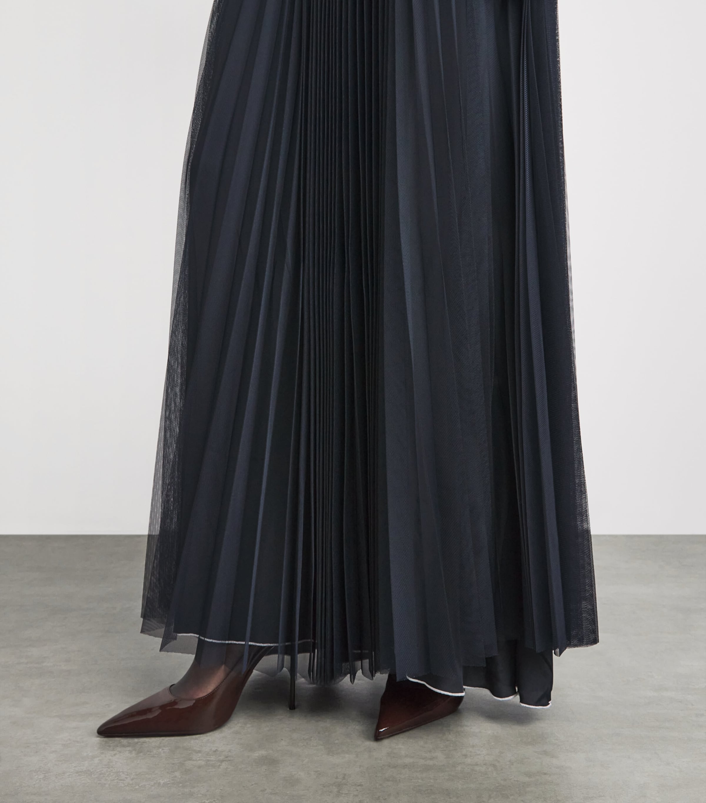 Fabiana Filippi Womens Tulle Pleated Maxi Dress Blu Notte Image 5