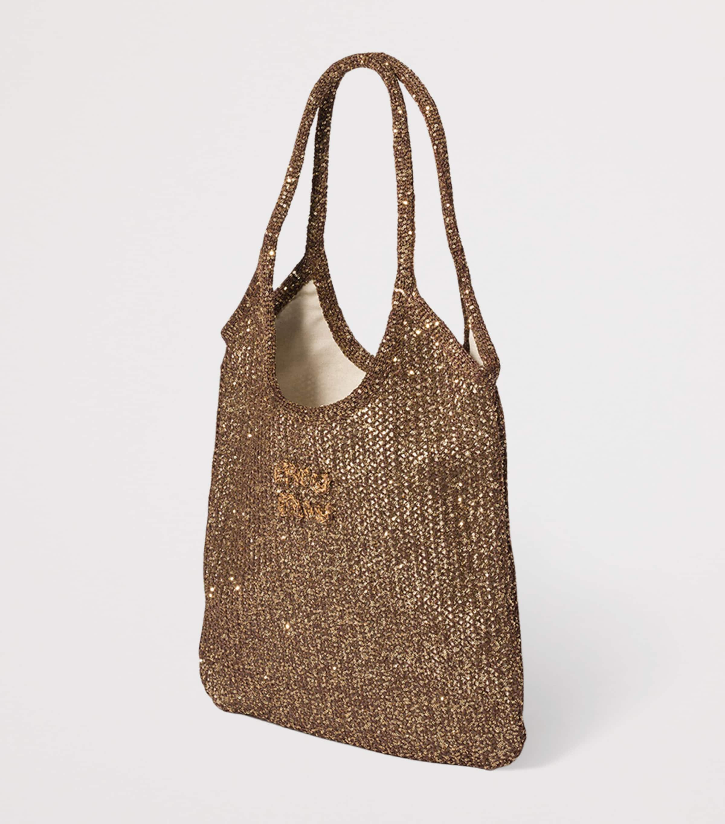 Miu Miu Mesh-Sequin Ivy Tote Bag Brown Image 2