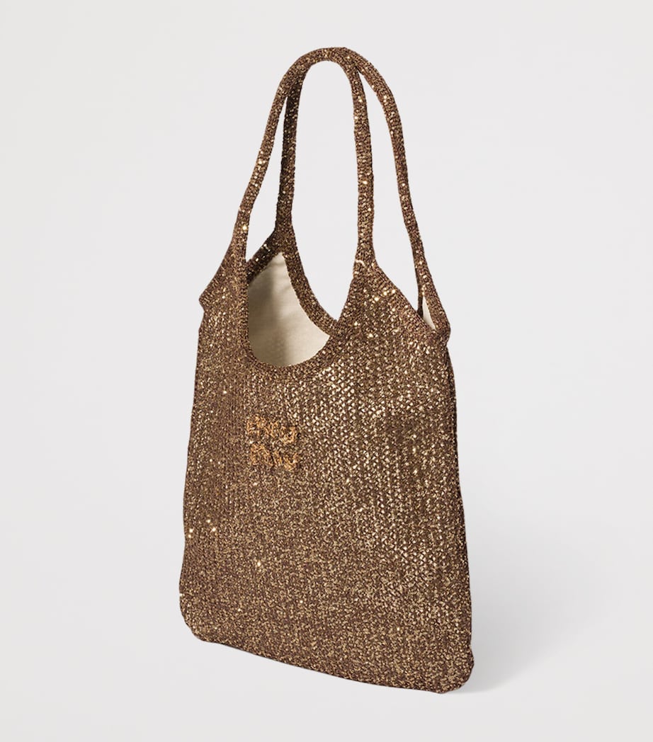 Miu Miu Mesh-Sequin Ivy Tote Bag Brown Image 2