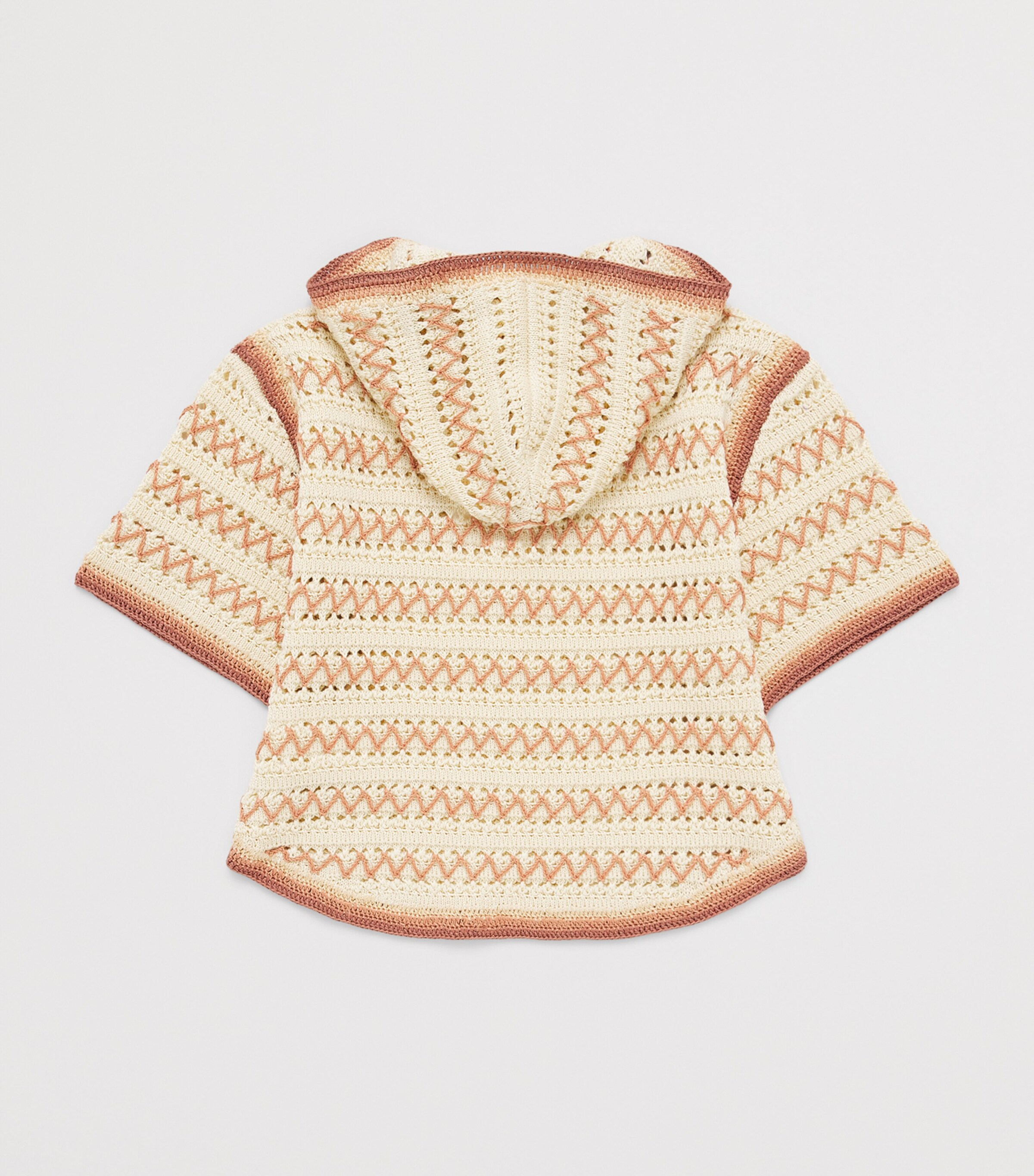 Zimmermann Kids Crochet-Knit Aster Hoodie (2-12 Years) Red/ecru Image 2